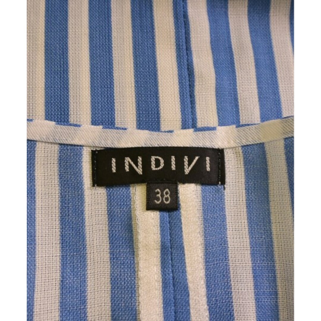 INDIVI(インディヴィ)のINDIVI Tシャツ・カットソー 38(M位) 青x白(ストライプ) 【古着】【中古】 レディースのトップス(カットソー(半袖/袖なし))の商品写真