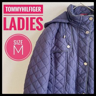 トミーヒルフィガー(TOMMY HILFIGER)の90s 古着 レディース トミーヒルフィガー キルティングコート M ロング丈(ロングコート)