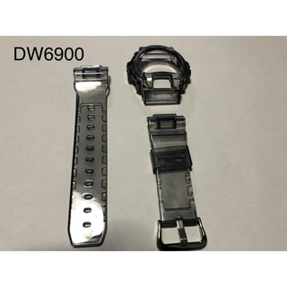 (新品)G-SHOCKカスタム DW6900用ベゼル&ベルト黒(半透明)　工具付(各種パーツ)