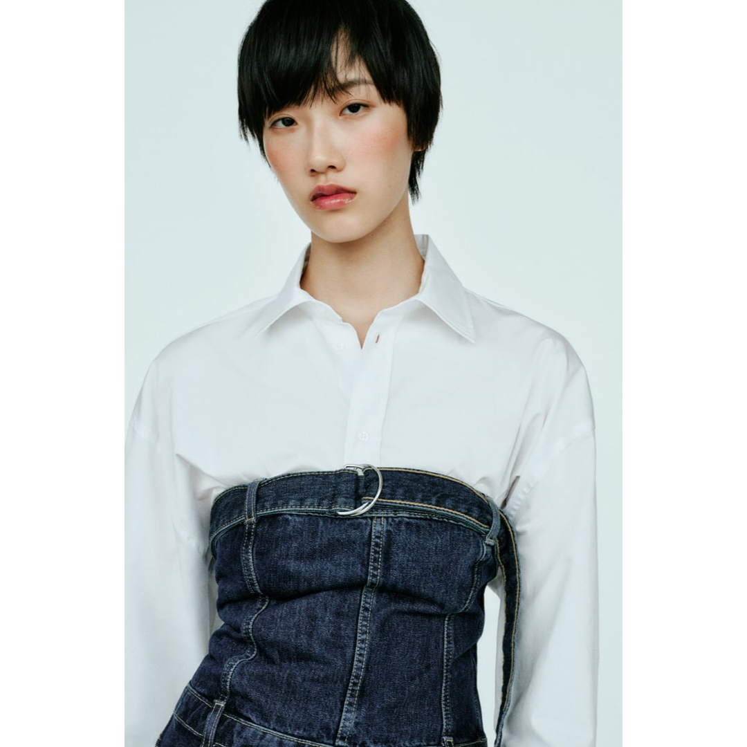 ZARA - ZARA ストラップレス デニムジャンプスーツ ネイビー XS ZARA - ZARA ストラップレス デニムジャンプスーツ ネイビー XS