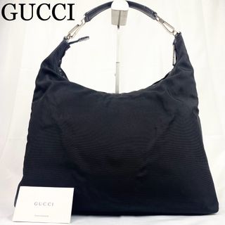 グッチ(Gucci)のGUCCI ショルダーバッグ　ワンショルダー　ナイロン×レザー　黒　ハーフムーン(ショルダーバッグ)