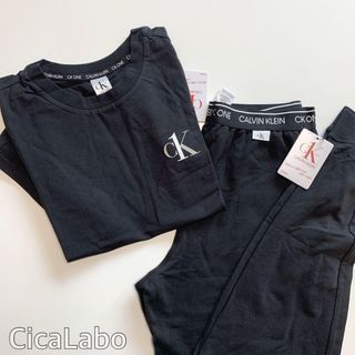 【新品】カルバンクライン Tシャツ スウェット セットアップ CK ブラック M