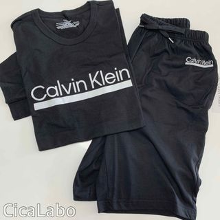 カルバンクライン(Calvin Klein)の【新品】カルバンクライン Tシャツ ハーフパンツ セットアップ ロゴブラック S(Tシャツ/カットソー(半袖/袖なし))