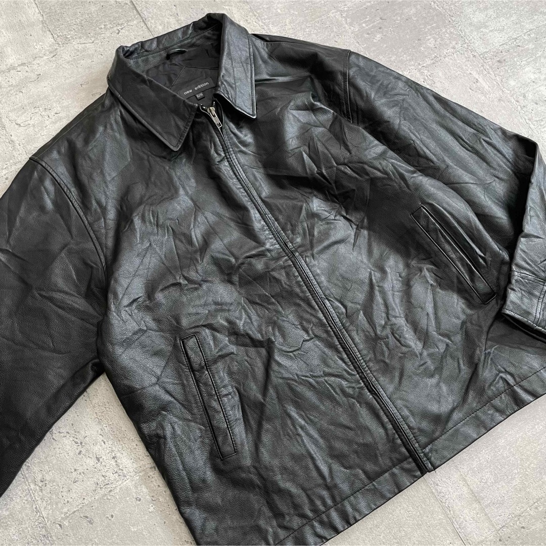 OLD 牛革 レザーブルゾン XL オーバーサイズ ブラック  メンズのジャケット/アウター(レザージャケット)の商品写真