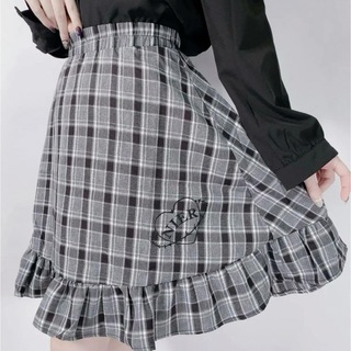 ニーアクロージング(NieR Clothing)のNieR CROTHING チェック柄フレアスカート　ゆったりサイズ(ひざ丈スカート)
