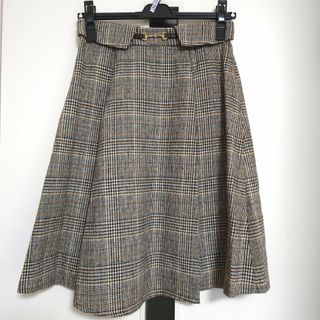 ミッシュマッシュ(MISCH MASCH)の【期間限定出品】黒　ブラック　チェック柄ひざ丈スカート　M(ひざ丈スカート)