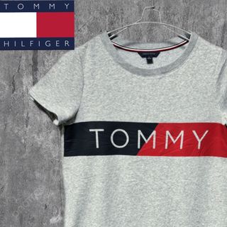 トミーヒルフィガー(TOMMY HILFIGER)のトミーヒルフィガー スウェット 半袖 ワンピース ビッグロゴ ゆるだぼ S(ひざ丈ワンピース)