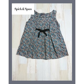 Spick & Span - 10【美品】スピック＆スパン 花柄ブラウス おリボンつき◎ ブルー系