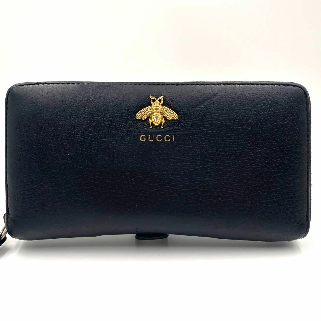 Gucci(グッチ)の美品✨ グッチ アニマリエ ビー レザー ラウンドファスナー 箱 保存袋 カード レディースのファッション小物(財布)の商品写真