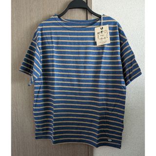 ボーダーTシャツ　ブルー×ベージュ(Tシャツ(半袖/袖なし))