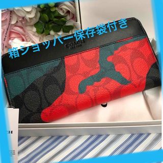 コーチ(COACH)の新品未使用　COACH  コーチ長財布　メンズ　レディース迷彩柄　赤　黒　緑(長財布)