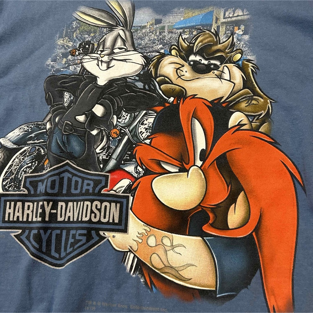 Harley Davidson(ハーレーダビッドソン)のMサイズ！ハーレーダビッドソン×ワーナーブロス 古着半袖Tシャツ メンズのトップス(Tシャツ/カットソー(半袖/袖なし))の商品写真