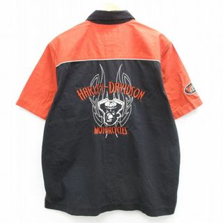 ハーレーダビッドソン(Harley Davidson)のXL★古着 半袖 シャツ メンズ ハーレーダビッドソン Harley Davidson ビッグロゴ コットン 黒 ブラック 24apr05 中古 トップス(シャツ)