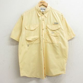 コロンビア(Columbia)のXL★古着 コロンビア COLUMBIA 半袖 フィッシング シャツ メンズ PFG コットン 黄 イエロー 内側メッシュ 24apr05 中古 トップス(シャツ)