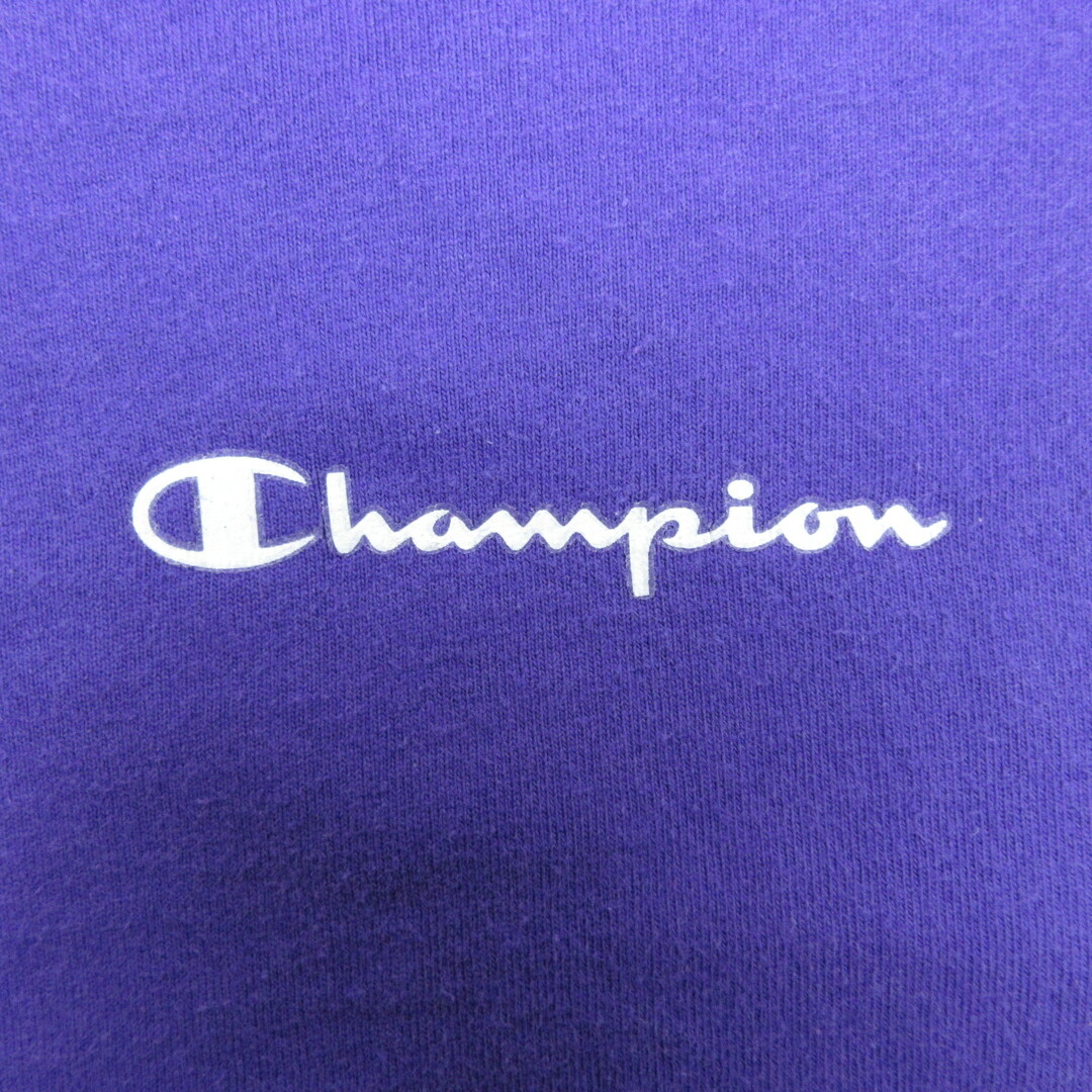 Champion(チャンピオン)のXL★古着 チャンピオン Champion 半袖 ブランド Tシャツ メンズ ワンポイントロゴ 大きいサイズ コットン クルーネック 紫 パープル 24apr05 中古 メンズのトップス(Tシャツ/カットソー(半袖/袖なし))の商品写真