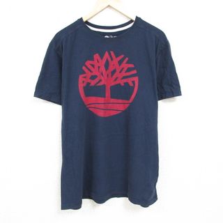 ティンバーランド(Timberland)のXL★古着 ティンバーランド Timberland 半袖 ブランド Tシャツ メンズ ビッグロゴ 大きいサイズ コットン クルーネック 黒 ブラック 24apr05 中古(Tシャツ/カットソー(半袖/袖なし))