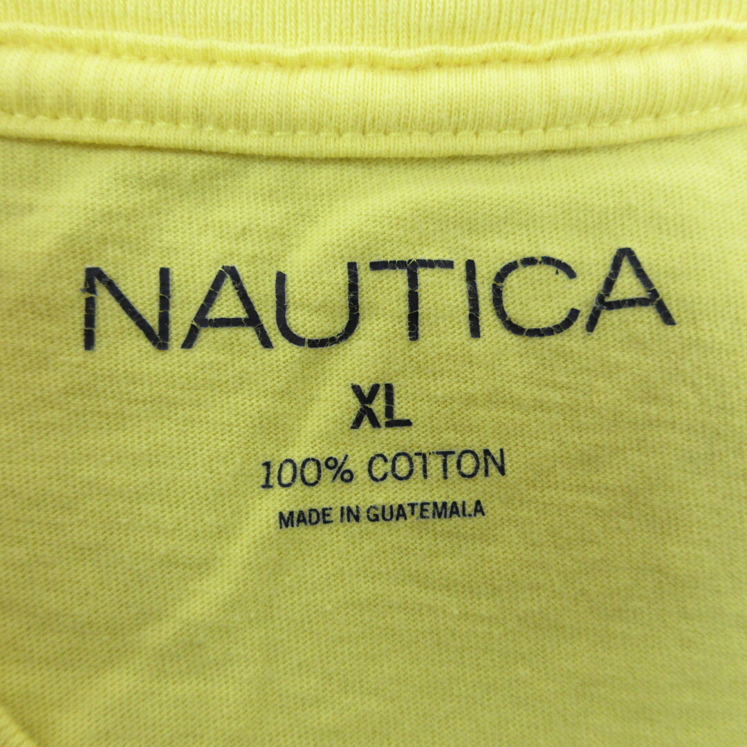 NAUTICA(ノーティカ)のXL★古着 ノーティカ NAUTICA 半袖 ブランド Tシャツ メンズ カジキ 両面プリント 大きいサイズ コットン クルーネック 黄 イエロー 24apr05 中古 メンズのトップス(Tシャツ/カットソー(半袖/袖なし))の商品写真