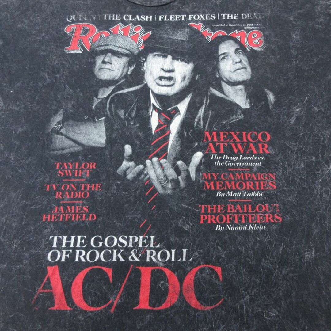 XL★古着 半袖 ロック バンド Tシャツ メンズ AC/DC 大きいサイズ コットン クルーネック 黒 ブラック タイダイ 24apr05 中古 メンズのトップス(Tシャツ/カットソー(半袖/袖なし))の商品写真