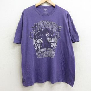 XL★古着 半袖 ロック バンド Tシャツ メンズ ジミヘンドリックス 大きいサイズ クルーネック 紫 パープル 24apr05 中古(Tシャツ/カットソー(半袖/袖なし))