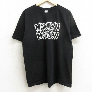 XL★古着 半袖 ロック バンド Tシャツ メンズ マリリンマンソン 大きいサイズ クルーネック 黒 ブラック 【spe】 24apr05 中古(Tシャツ/カットソー(半袖/袖なし))