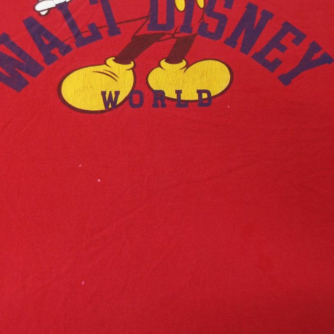 Disney(ディズニー)のXL★古着 半袖 ビンテージ Tシャツ メンズ 00年代 00s ディズニー DISNEY ミッキー MICKEY MOUSE 大きいサイズ クルーネック 赤 レッド 24apr05 中古 メンズのトップス(Tシャツ/カットソー(半袖/袖なし))の商品写真