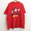 XL★古着 半袖 ビンテージ Tシャツ メンズ 00年代 00s ディズニー DISNEY ミッキー MICKEY MOUSE 大きいサイズ クルーネック 赤 レッド 24apr05 中古