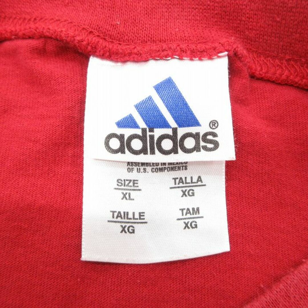 adidas(アディダス)のXL★古着 アディダス adidas 半袖 ビンテージ Tシャツ メンズ 00年代 00s ワンポイントロゴ 大きいサイズ コットン クルーネック 赤他 レッド 3本ライン 24apr05 中古 メンズのトップス(Tシャツ/カットソー(半袖/袖なし))の商品写真