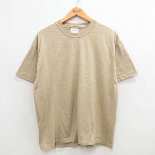 ヘインズ(Hanes)のL★古着 ヘインズ Hanes 半袖 ビンテージ Tシャツ メンズ 00年代 00s 無地 クルーネック ベージュ カーキ 24apr05 中古(Tシャツ/カットソー(半袖/袖なし))