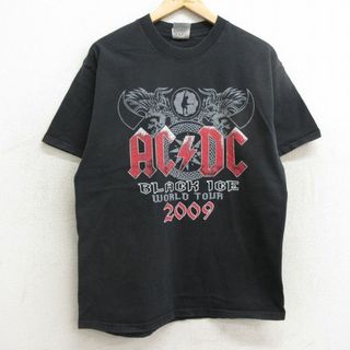 L★古着 半袖 ビンテージ ロック バンド Tシャツ メンズ 00年代 00s AC/DC コットン クルーネック 黒 ブラック 24apr05 中古(Tシャツ/カットソー(半袖/袖なし))