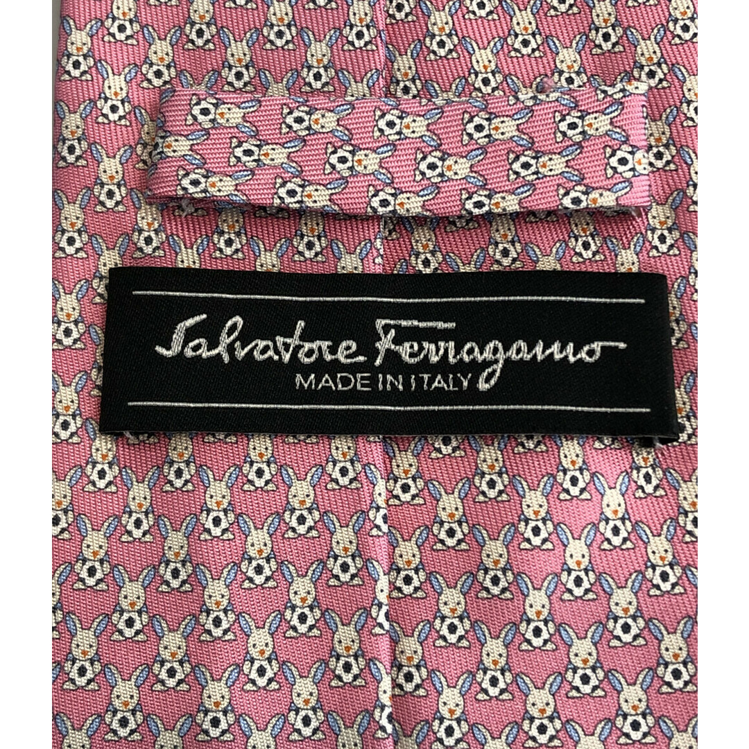 Salvatore Ferragamo(サルヴァトーレフェラガモ)の美品 サルバトーレフェラガモ ネクタイ シルク100% ウサギ柄 メンズ メンズのファッション小物(ネクタイ)の商品写真