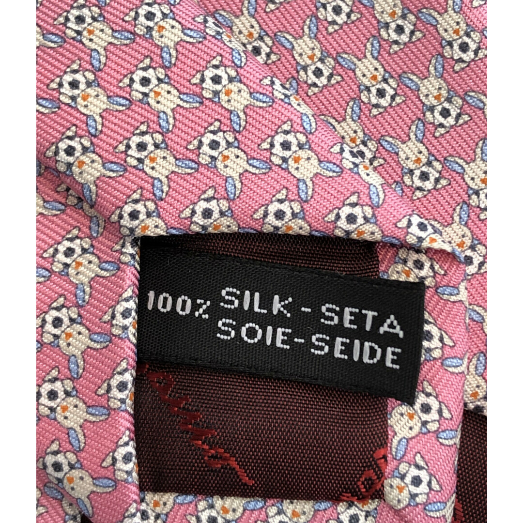 Salvatore Ferragamo(サルヴァトーレフェラガモ)の美品 サルバトーレフェラガモ ネクタイ シルク100% ウサギ柄 メンズ メンズのファッション小物(ネクタイ)の商品写真