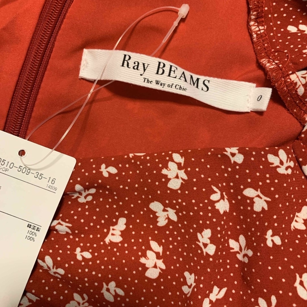 Ray BEAMS(レイビームス)のレイビームス　ドットフラワー　マキシワンピース　赤　Sサイズ　レッド　半袖　新品 レディースのワンピース(ロングワンピース/マキシワンピース)の商品写真