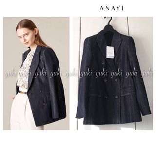 アナイ(ANAYI)の【新品タグ付き】ANAYI  デニムライク ダブルジャケット (ノーカラージャケット)