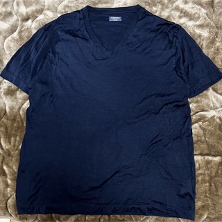 コモリ(COMOLI)のMAATEE&SONS SILK V NECK TEE col.NAVY 2(Tシャツ/カットソー(半袖/袖なし))