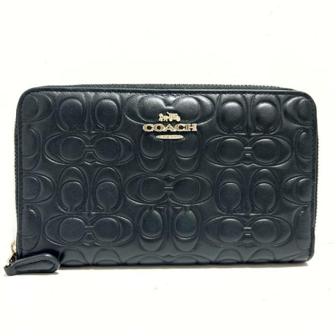 COACH(コーチ)のCOACH(コーチ) 長財布 シグネチャー柄 黒 ラウンドファスナー レザー レディースのファッション小物(財布)の商品写真