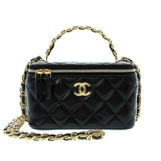 シャネル(CHANEL)のCHANEL(シャネル) バニティバッグ レディース美品  マトラッセ AP3315 黒 2WAY/チェーンショルダー/ゴールド金具/ミラー付き ラムスキン(その他)