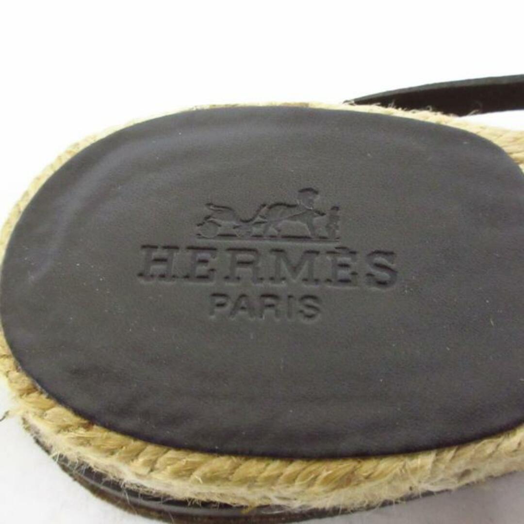 Hermes(エルメス)のHERMES(エルメス) サンダル 36 レディース - ベージュ×ダークブラウン ナイロン×麻×レザー レディースの靴/シューズ(サンダル)の商品写真