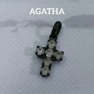 アガタ(AGATHA)の【匿名配送】 AGATHA アガタ チャーム 黒 十字架 白(ネックレス)