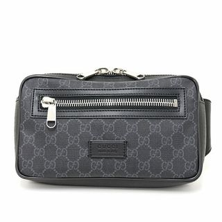 グッチ(Gucci)のグッチ GUCCI ソフト GGスプリーム ベルトバッグ ブラック/グレー ウェブストライプ 474293 Sランク【中古】(ウエストポーチ)