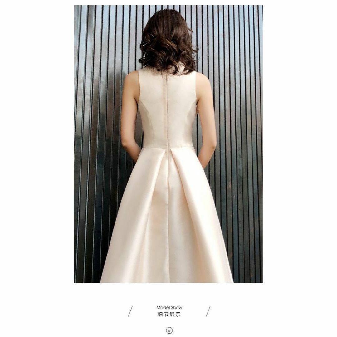 【新品】2WAYビックリボン上品ドレス⚫︎レース5部袖⚫︎結婚式 二次会 司会L レディースのフォーマル/ドレス(ミディアムドレス)の商品写真