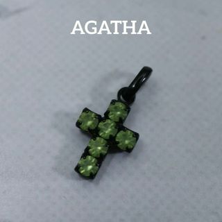 アガタ(AGATHA)の【匿名配送】 AGATHA アガタ チャーム 黒 十字架 緑(ネックレス)