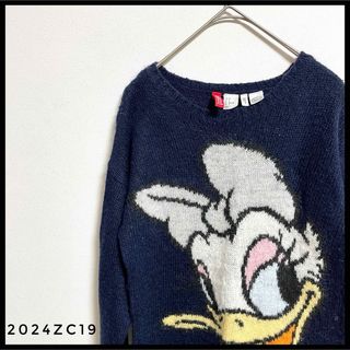 エイチアンドエム(H&M)のH&M×Disney モヘア含　 ニットセーター　ネイビー　デイジー　トップス(ニット/セーター)