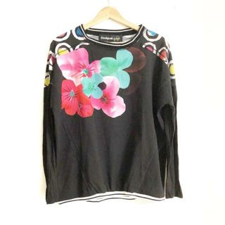 DESIGUAL - Desigual(デシグアル) チュニック サイズM レディース - 黒×ピンク×マルチ クルーネック/長袖/花柄