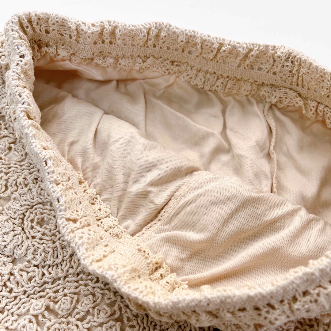 水着 ビキニ カギ編み スカラップ ビスチェ ショートパンツ 体型カバー レディースの水着/浴衣(水着)の商品写真