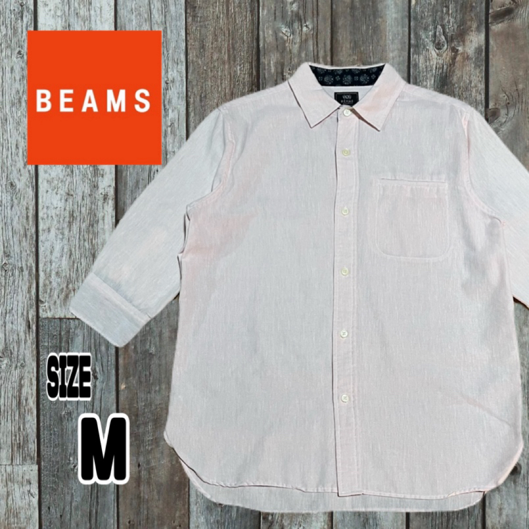 BEAMS(ビームス)のBEAMS ビームス メンズ 5分袖 シャツ ライトピンク Mサイズ メンズのトップス(シャツ)の商品写真