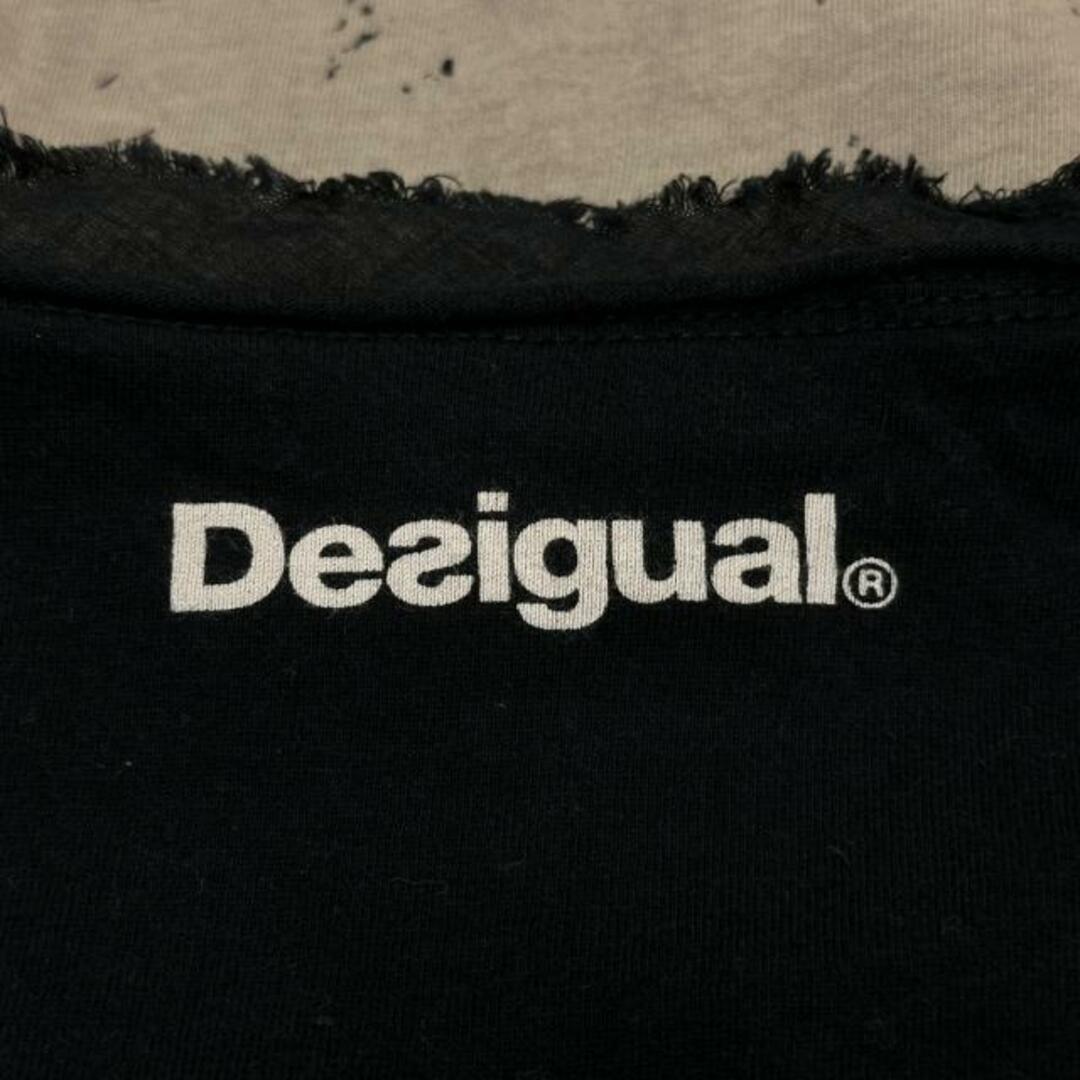 DESIGUAL(デシグアル)のDesigual(デシグアル) 長袖カットソー サイズS レディース - 黒×ベージュ×グレーベージュ ダメージ加工 レディースのトップス(カットソー(長袖/七分))の商品写真