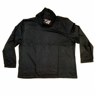 値下 大きいサイズ４L（3XL)BKメロータートルネックのストレッチ 長袖 新品(カットソー(長袖/七分))