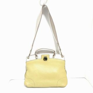 フルラ(Furla)のFURLA(フルラ) ハンドバッグ - イエロー×白 型押し加工 レザー(ハンドバッグ)