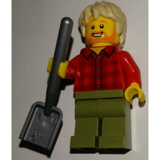 レゴ(Lego)のレゴミニフィグ　チェック柄の服装とスコップ(知育玩具)
