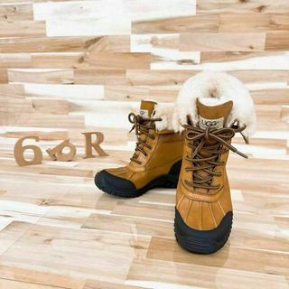 UGG - 【アグ×ビブラム】牛革レザー×シープスキン 切り替えムートン ブーツ 22.0茶